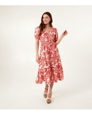 Blue Vanilla Floral Print Tiered Hem Midi Dress New Look