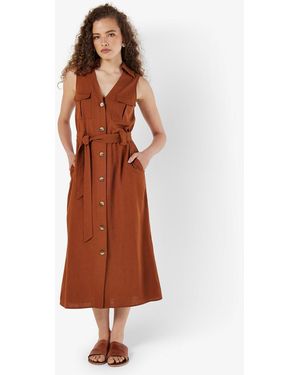 Apricot Collared Sleeveless Utility Dress New Look - Brown
