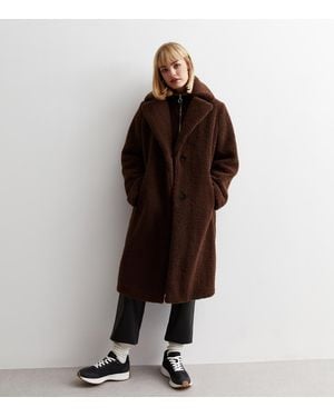 New Look Teddy Long Coat - Brown