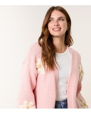 Blue Vanilla Light Daisy Flower Cardigan New Look - Pink