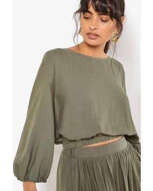 Apricot Bubble Hem Cropped Top New Look - Grey