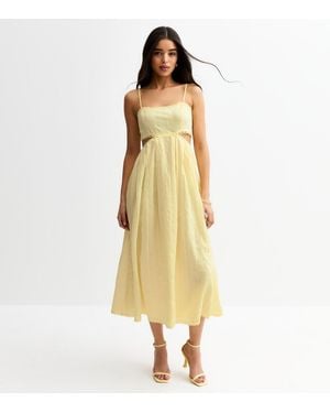 New Look Textured Stripe Cut Out Maxi Dress - Yellow