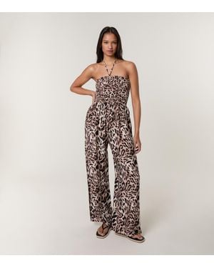 Blue Vanilla Leopard Print Bandeau Jumpsuit New Look - Natural