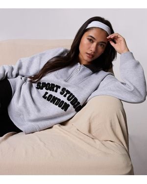 Pink Vanilla Sport Studio London Quarter Zip Sweatshirt New Look - Blue