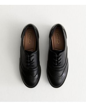 New Look Leather-Look Lace Up Brogues School - Black