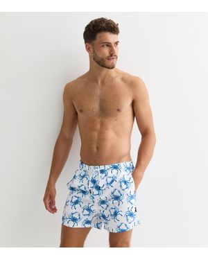 Only & Sons Crab-Pattern Swim Shorts New Look - Blue