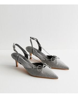 Public Desire Rai Denim Slingback Court Shoes New Look - Metallic