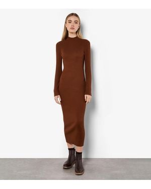 Apricot Ribbed Midi Dress New Look - Brown