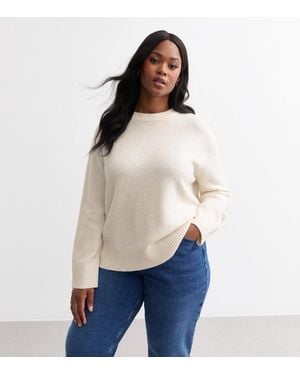 New Look Plus Size Off Crew Neck Jumper Curves in Natural Lyst UK