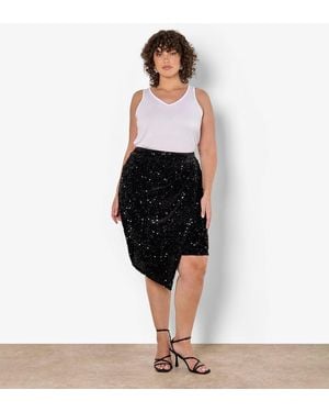 Apricot Plus Size Velvet Sequin Skirt Curves New Look - White