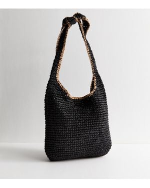 New Look Woven Slouchy Tote Bag - Black