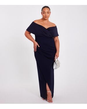 Quiz Curve Bardot Maxi Dress New Look - Blue