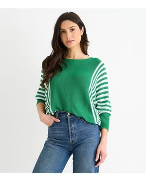 Gini London Stripe Batwing Knitted Top New Look - Green