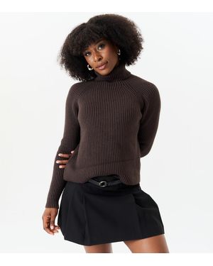 Gini London Roll Neck Chunky Knit Jumper New Look - Black