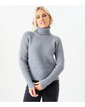 Gini London Roll Neck Chunky Knit Jumper New Look - Blue
