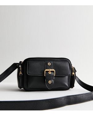 New Look Faux Leather Pocket Detail Crossbody Bag - Black
