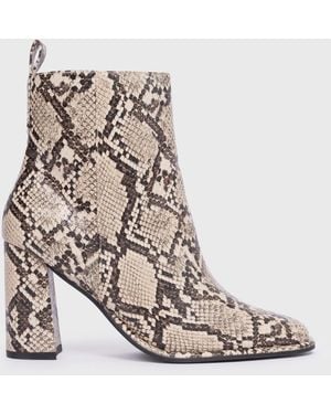 London Rebel Snake Heeled Ankle Boot New Look - Natural