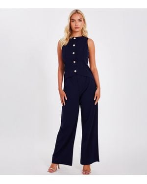 Quiz Waistcoat Detail Jumpsuit New Look - Blue