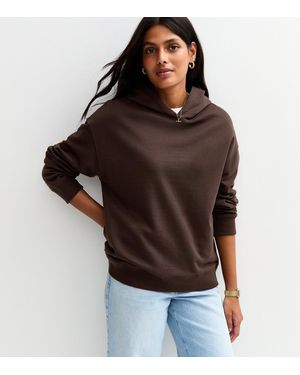 New Look Jersey Long Sleeve Hoodie - Brown