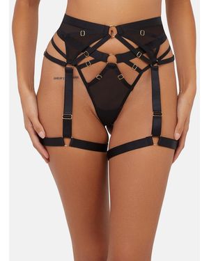 Wolf & Whistle Alexa Mesh Multi-Strap Suspender Belt New Look - Brown