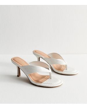 New Look Faux Leather Toe Post Mules Vegan - White
