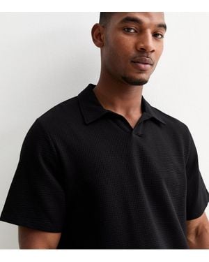 Jack & Jones Seersucker Short Sleeve Polo Shirt New Look - Black