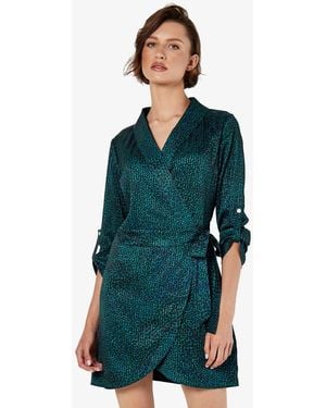 Apricot Leopard Wrap Mini Dress New Look - Green