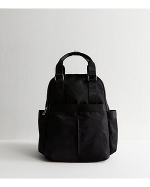 New Look Multi Pocket Top Handle Backpack - Black