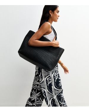 New Look Palm Tree Print Cropped Trousers - Black