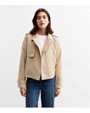 New Look Cropped Trench Coat - Natural