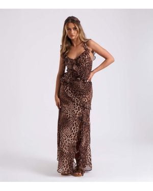 Urban Bliss Leopard Print Ruffled Maxi Dress New Look - Brown