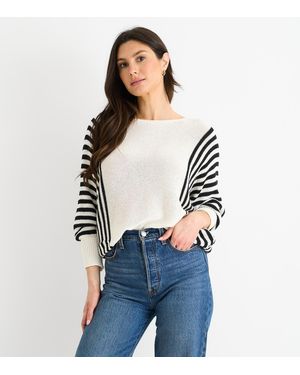 Gini London Stripe Batwing Knitted Top New Look - Blue