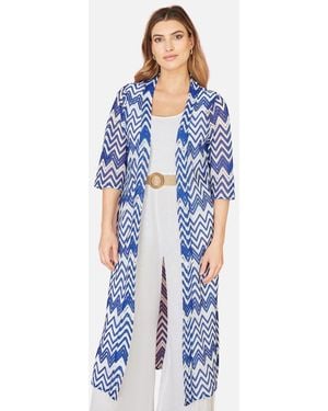 Yumi' Crochet Knit Longline Kimono New Look - Blue