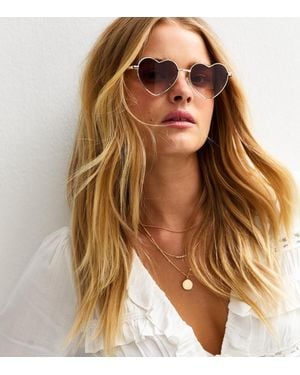 New Look Heart Frame Sunglasses - Natural