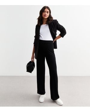 New Look Maternity Wide Rib Jersey Trousers in Black Lyst UK