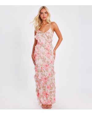 Quiz Chiffon Floral Print Maxi Dress New Look - Pink