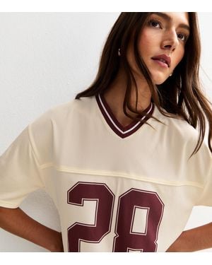 New Look 28 V-Neck Football Top - Natural
