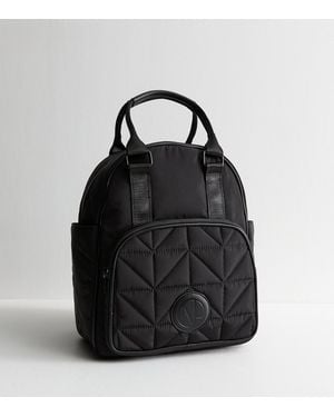 New Look Quilted Panel Backpack - Black