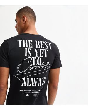 New Look Regular The Best Is Yet To Come Slogan Print Jersey T-Shirt - Black