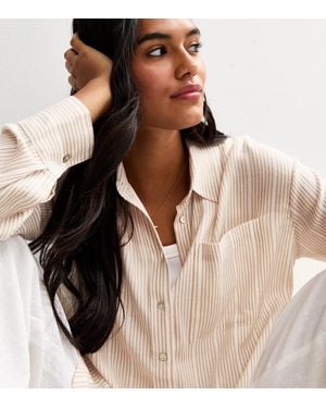 New Look Striped Long Sleeve Shirt - Brown