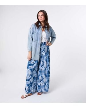 Blue Vanilla Tie-Dyed Wide Leg Trousers New Look - Blue