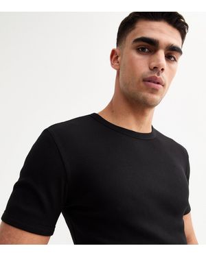 New Look Muscle Fit Ribbed Jersey T-Shirt - Black