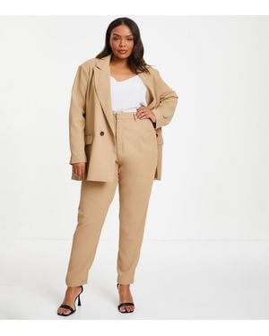 Quiz Plus Size Trousers Curves New Look - Natural