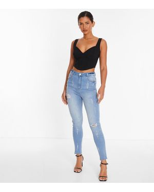 Quiz Ribbed Denim Jeans New Look - Blue