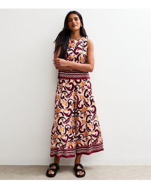 New Look Floral Cropped Wide-Leg Culottes - Red