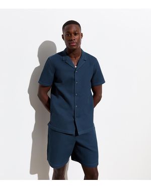 New Look Waffle Short Sleeve Shirt - Blue