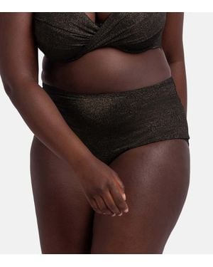 DORINA Shimmer Effect Midi Bikini Briefs New Look - Brown
