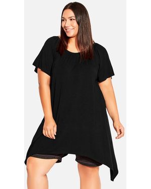 Evans Plus Size Hanky Hem Tunic Top Curves New Look - Black
