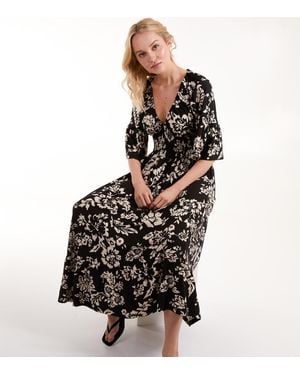 Blue Vanilla Shirred Waist Midi Dress New Look - Black