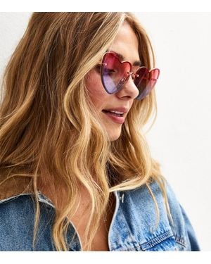 New Look Frameless Cat Eye Heart Sunglasses - Pink